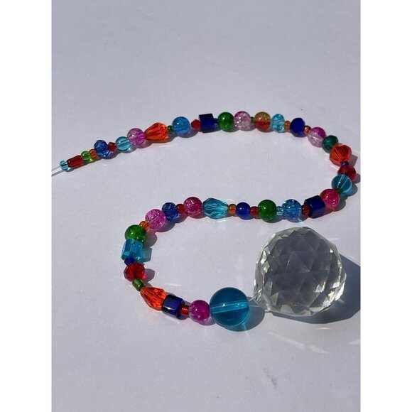 Beaded Suncatcher Bright Multicolored Crystal Prism Hanging Patio Decor Yard Art - Picture 1 of 9